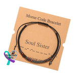 Women’s Men’s Unisex Morse Code Alphanumeric Weave Couple Bracelet Soul Sisrer