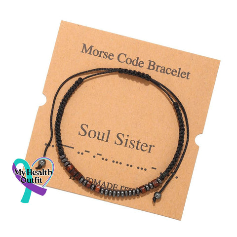 Women’s Men’s Unisex Morse Code Alphanumeric Weave Couple Bracelet Soul Sisrer