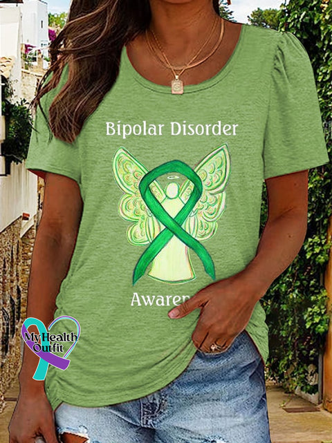 Women’s Mental Health Awareness Bipolar Disorder Print Tee Green / S