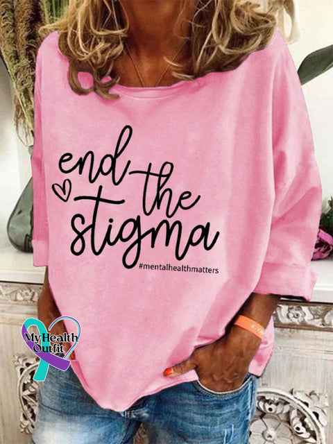 Womens Mental Health Awareness ’End The Stigma’ Print Sweatshirt Pink / S