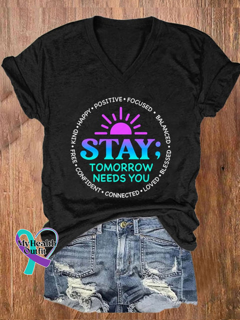 Women’s Mental Health Awareness Print T-Shirt Black / S