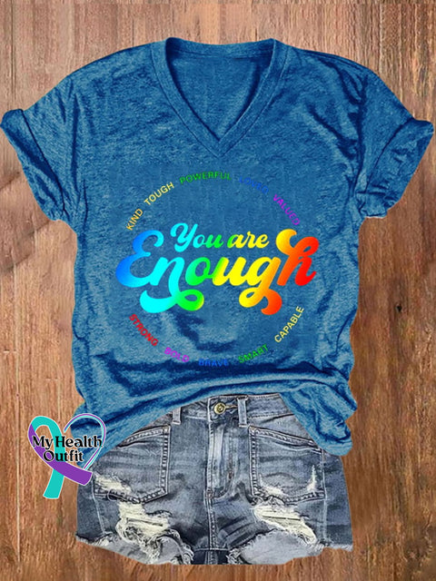 Women’s Mental Health Awareness Print T-Shirt Blue / S
