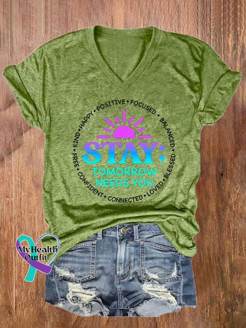 Women’s Mental Health Awareness Print T-Shirt Green / S