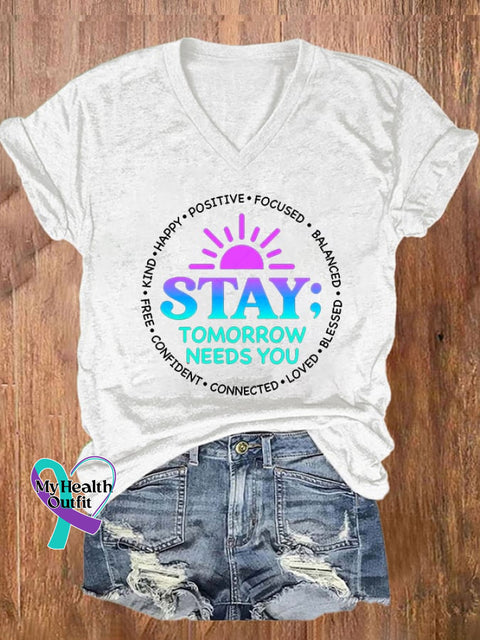 Women’s Mental Health Awareness Print T-Shirt White / S