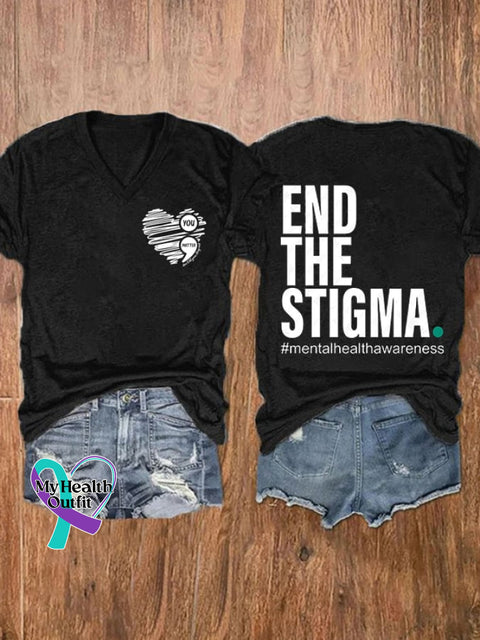 Women’s Mental Health Awareness Printed T-Shirt Black / S