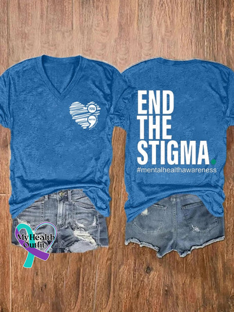 Women’s Mental Health Awareness Printed T-Shirt Blue / S