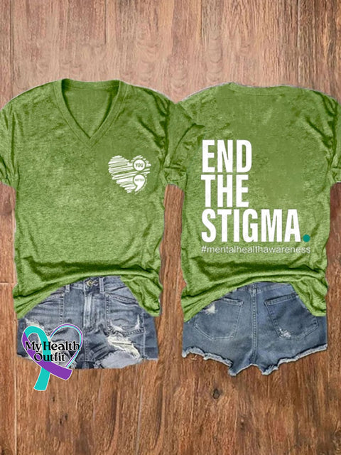 Women’s Mental Health Awareness Printed T-Shirt Green / S