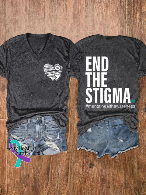 Women’s Mental Health Awareness Printed T-Shirt Grey / S