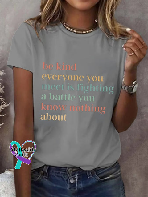 Women’s Mental Health Awareness Printed T-Shirt Grey / S