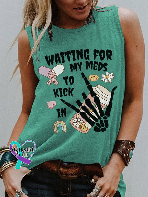 Women’s Mental Health Awareness Rock Print Cotton Tank Top Green / S