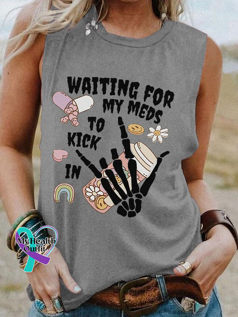 Women’s Mental Health Awareness Rock Print Cotton Tank Top Light Grey / S