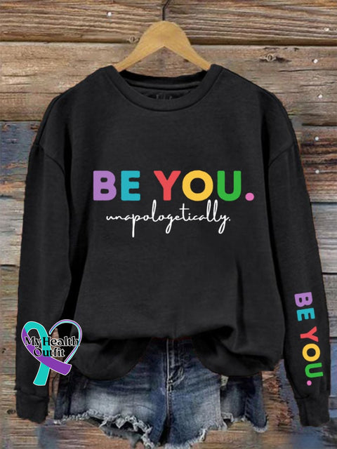 Women’s Mental Health Be You Print Crew Neck Sweatshirt Black / S