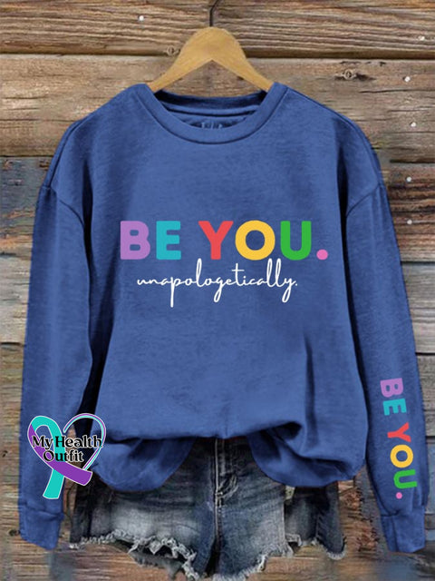 Women’s Mental Health Be You Print Crew Neck Sweatshirt Blue / S