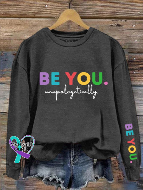 Women’s Mental Health Be You Print Crew Neck Sweatshirt Dark Grey / S