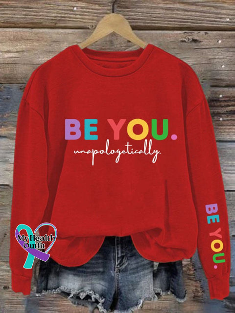Women’s Mental Health Be You Print Crew Neck Sweatshirt Red / S