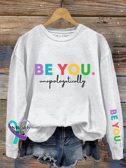 Women’s Mental Health Be You Print Crew Neck Sweatshirt White / S