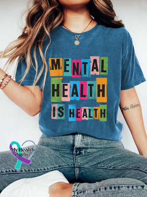 Women’s Mental Health Is Awareness Printed Tee Blue / S