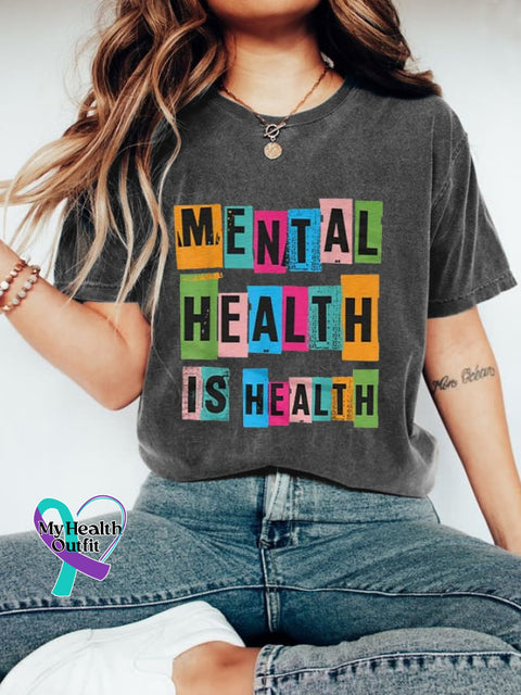 Women’s Mental Health Is Awareness Printed Tee Dark Grey / S