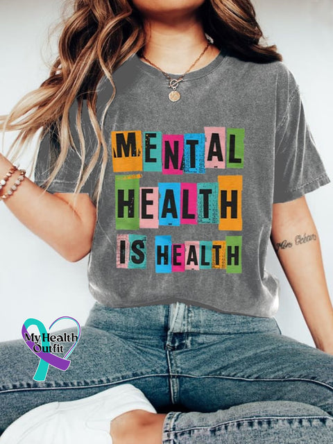 Women’s Mental Health Is Awareness Printed Tee Light Grey / S