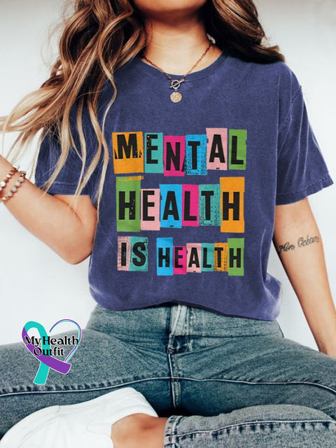 Women’s Mental Health Is Awareness Printed Tee Navy / S