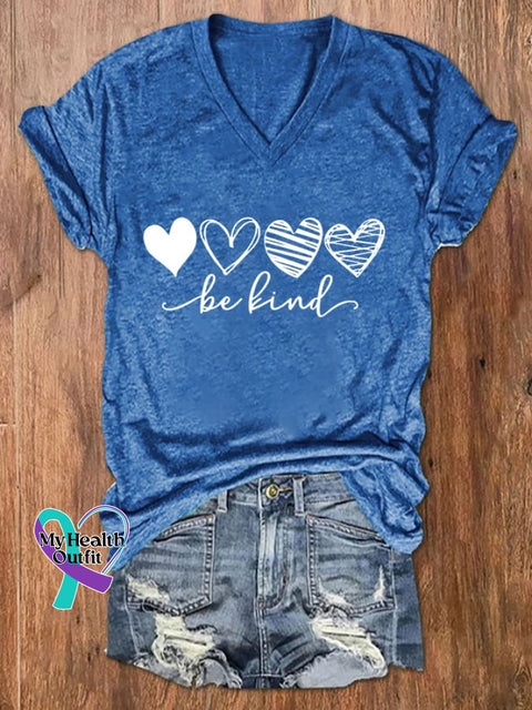 Women’s Mental Health Matters Be Kind Casual T-Shirt Blue / S