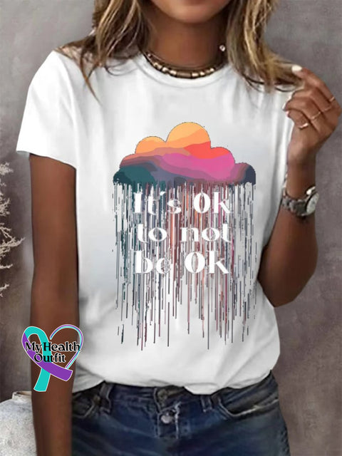 Women’s Mental Health Matters End The Stigma Awareness Print T-Shirt White / S