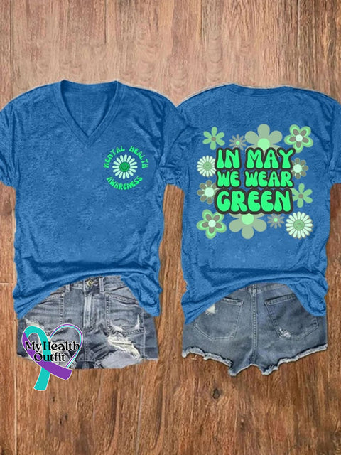 Women’s Mental Health Print Casual T-Shir Blue / S