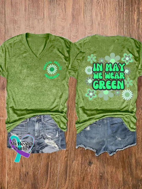 Women’s Mental Health Print Casual T-Shir Green / S