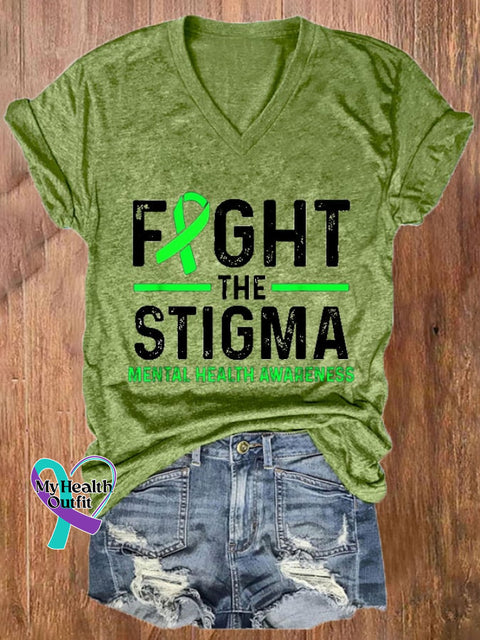 Women’s Mental Health Print Casual T-Shir Green / S