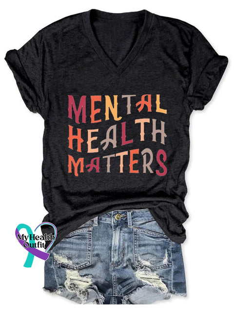 Women’s Mental Health Print Casual T-Shirt Black / S