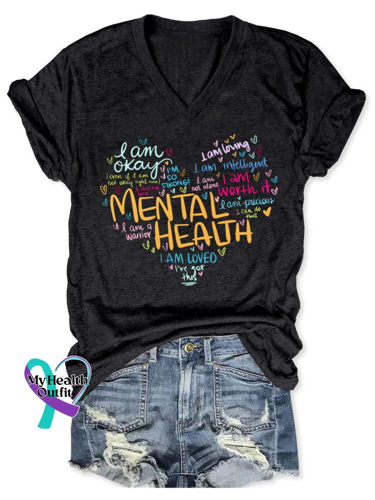 Women’s Mental Health Print Casual T-Shirt Black / S