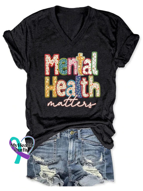 Women’s Mental Health Print Casual T-Shirt Black / S