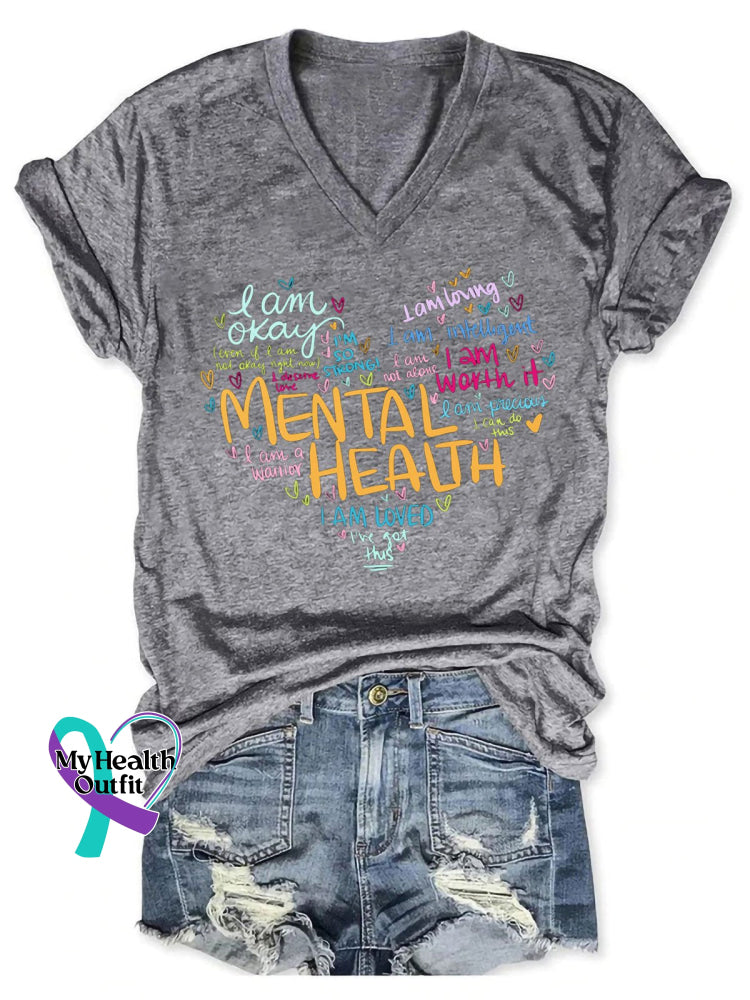 Women’s Mental Health Print Casual T-Shirt Grey / S