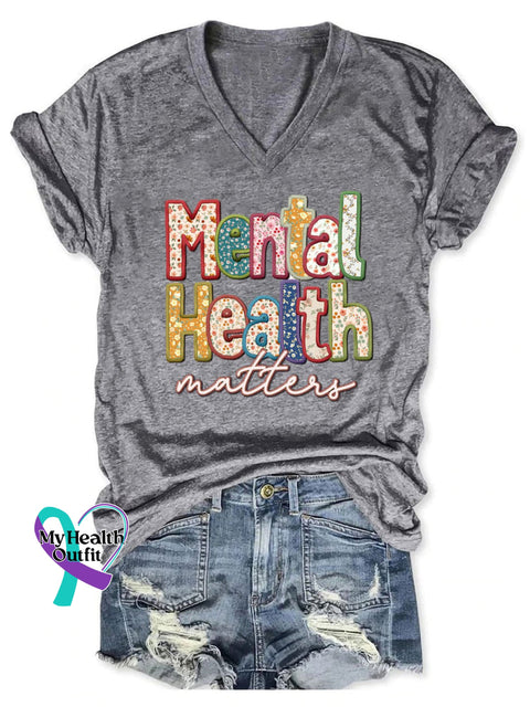 Women’s Mental Health Print Casual T-Shirt Grey / S