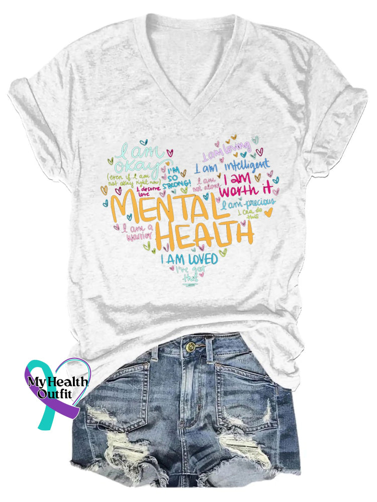 Women’s Mental Health Print Casual T-Shirt White / S