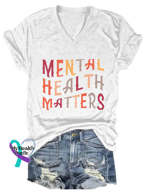 Women’s Mental Health Print Casual T-Shirt White / S
