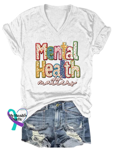 Women’s Mental Health Print Casual T-Shirt White / S