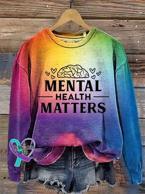 Women’s Mental Health Print Long Sleeve Sweatshirt As shown / S