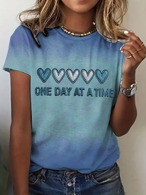 Women’s Mental Health Printed Round Neck T-Shirt As shown / S