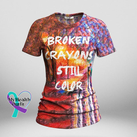 Women’s Mental Health Themed Round Neck T-Shirt Mulitcolor / S