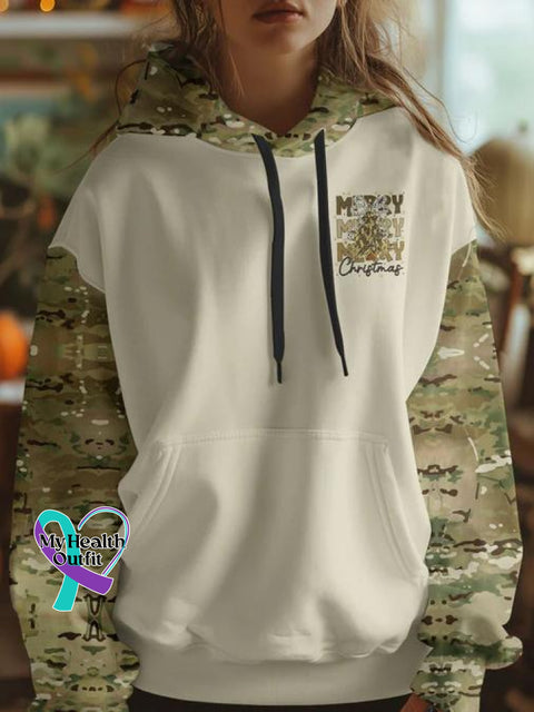 Women’s Merry Christmas All Over Print Casual Hoodie Sweatshirt