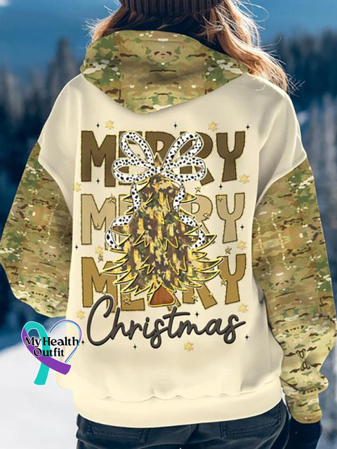 Women’s Merry Christmas All Over Print Casual Hoodie Sweatshirt Multicolor / S