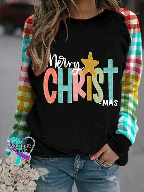 Women’s Merry Christmas Christian Printed Sweatshirt Black / S