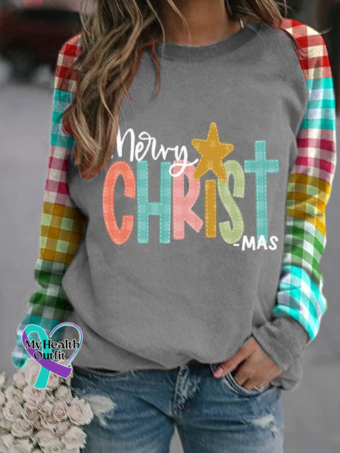 Women’s Merry Christmas Christian Printed Sweatshirt Grey / S