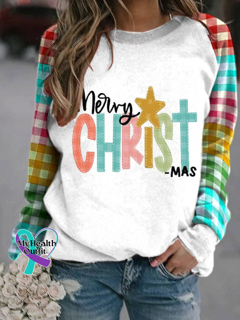 Women’s Merry Christmas Christian Printed Sweatshirt White / S