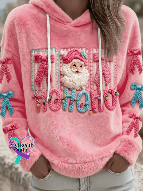 Women’s Merry Christmas Print Flannel Sweatshirt Pink / S