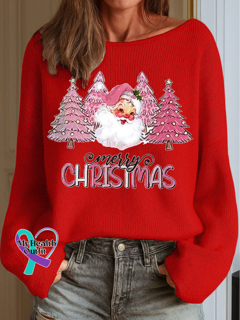 Women’s Merry Christmas Print Knit Top Red / S