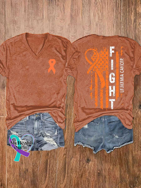 Women’s Ms Awareness Multiple Sclerosis Warrior Multiple Sclerosis Orange Ribbon V-neck Casual T-Shirt Orange / S