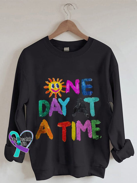 Women’s Multicolor One Day At A Time Print Sweatshirt Black / S