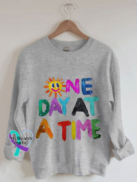 Women’s Multicolor One Day At A Time Print Sweatshirt Grey / S